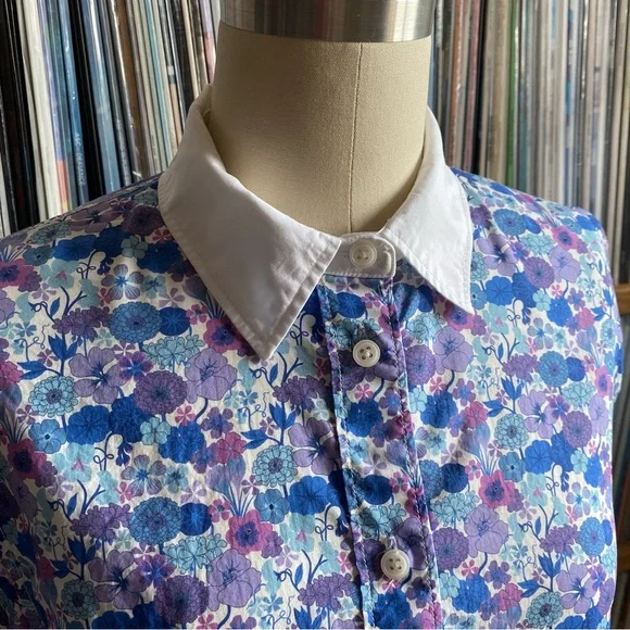 NWOT JCREW Blue and Purple Liberty Floral Shirt Size 2 - Picture 2 of 7